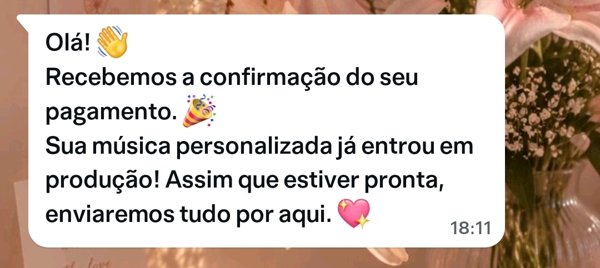 Print real da mensagem de confirmação enviada pelo WhatsApp